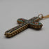 Antique Nickel & Micro Mosaic Cross Pendant with Necklace