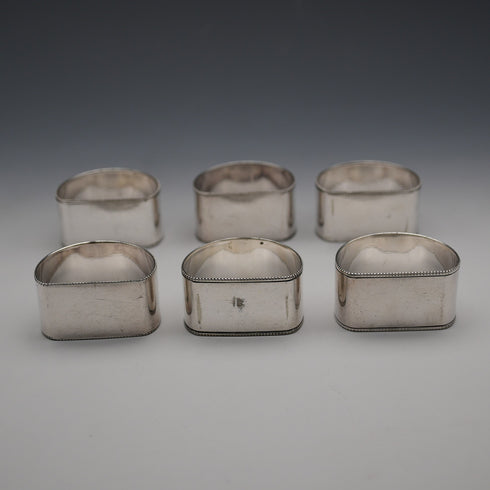 Antique British silver plate napkin rings, set of 6