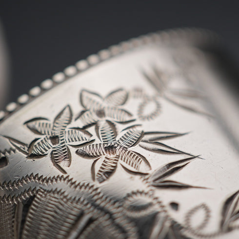 Antique British silver plate napkin rings, set of 6