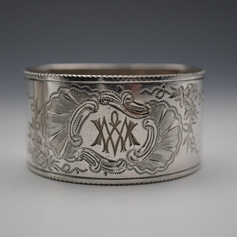 Antique British silver plate napkin rings, set of 6