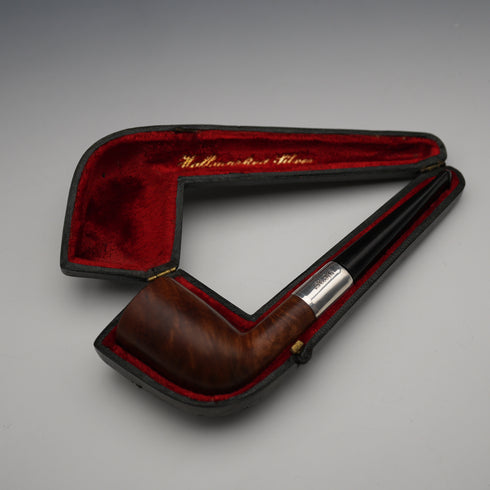 1900 British Antique JB Smoking Pipe with Sterling Silver Decoration in Case