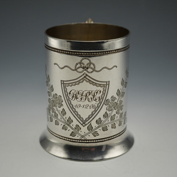 1906年頃 英国アンティーク シルバープレート製 クリスニングマグカップ Daniel&Arter