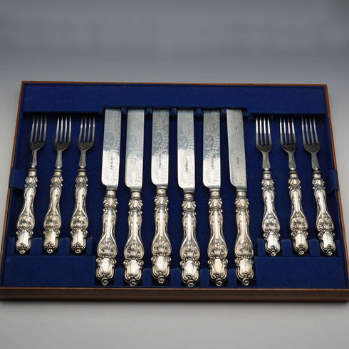 Late 19th Century English Antique Silver Plated Cutlery 6-Piece Set by Martin & Hall