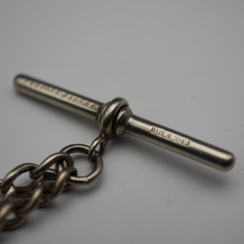 UK Antique Silver Plated Albert Chain with 1838 Sixpence Silver Fob