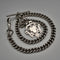 British Antique Solid Silver Albert Chain with Solid Silver Medal Fob 37cm total length 59g