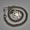 British Antique Solid Silver Albert Chain with Solid Silver Medal Fob 37cm total length 59g
