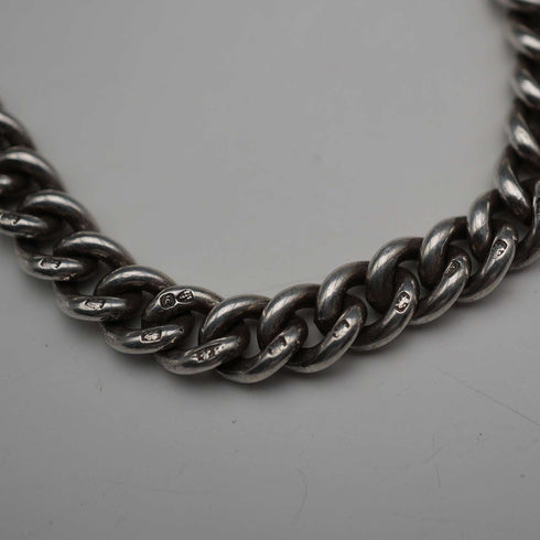 British Antique Solid Silver Albert Chain with Solid Silver Medal Fob 37cm total length 59g