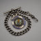 English Antique Sterling Silver Albert Chain with Sterling Silver Medal Fob, 22cm Total Length, 39g