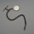 English Antique Sterling Silver Albert Chain with Sterling Silver Medal Fob, 22cm Total Length, 39g