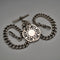 1915 British Antique Sterling Silver Double Albert Chain with Sterling Silver Medal Fob, 61g