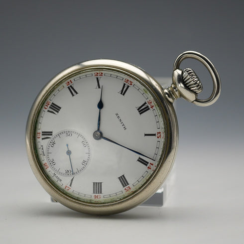Circa 1929 Switzerland Zenith Pocket Watch Swan Neck Mechanical Open Face Runs Well