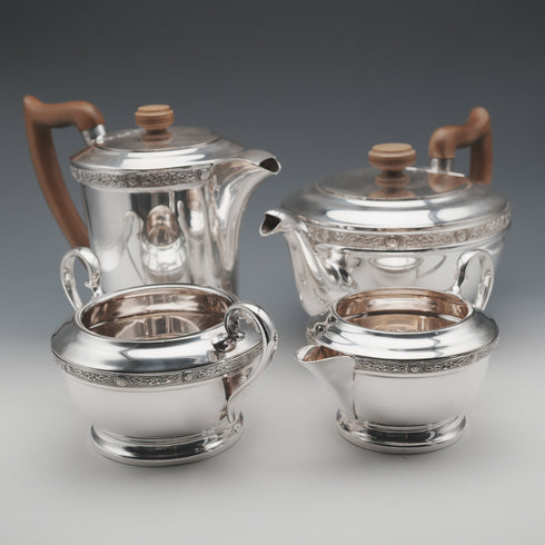 British Vintage Silver-plated Art Deco Style Tea Set by Viners