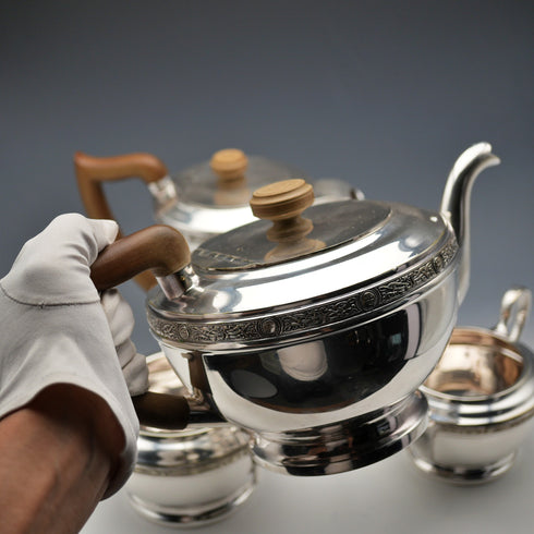 British Vintage Silver-plated Art Deco Style Tea Set by Viners