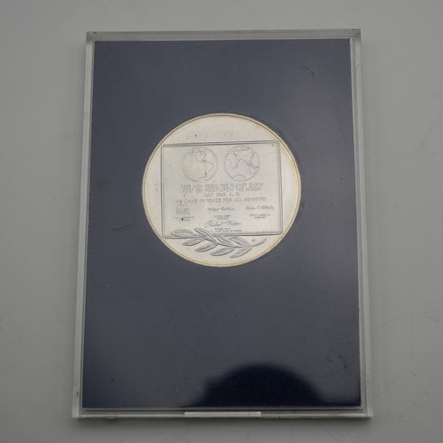 1969 "Apollo 11 Moon Landing" Sterling Silver Commemorative Medal 27g Franklin Mint with Case