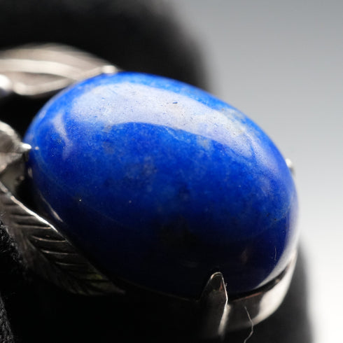 Vintage Silver and Lapis Lazuli Botanical Design Clip-On Earrings