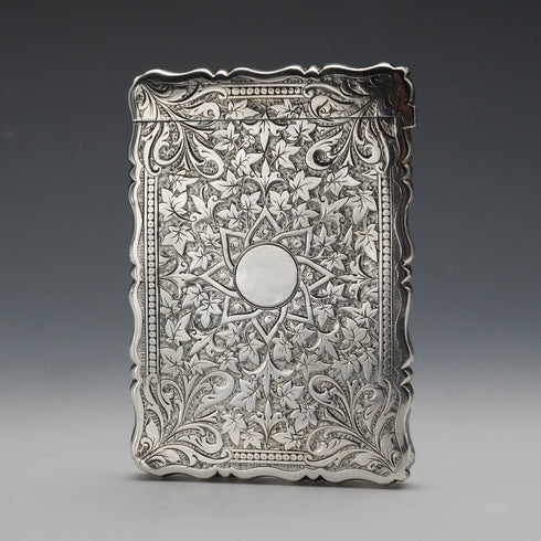 1882 British Antique Sterling Silver Card Case 61g George Unite