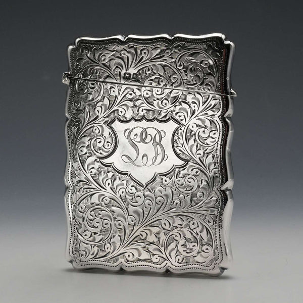 1907 British Antique Sterling Silver Card Case 80g Samuel M Levi