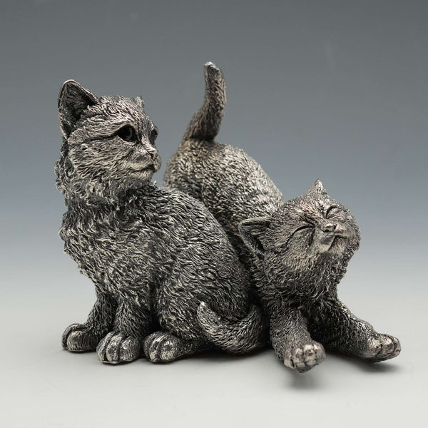 British Comyns Two Kittens Silver Plated Sculpture Figurine