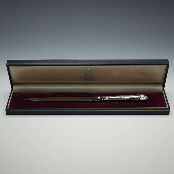 1997 UK Vintage Sterling Silver Handle Letter Opener in Case Boodle & Dunthorne