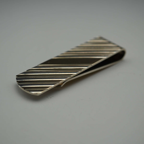 US Vintage Simmons Sterling Silver & 14K Embellished Money Clip 14g