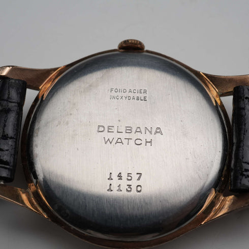 1950年代 瑞士 DELBANA 男士腕錶 17石機械機芯 鍍金錶殼 運作良好
