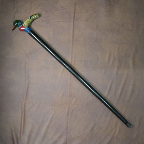 ヴィンテージ ブラックシャフト 彩色ダックハンドル ステッキ 杖 87cm
