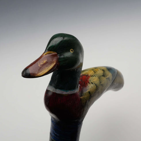 ヴィンテージ ブラックシャフト 彩色ダックハンドル ステッキ 杖 87cm