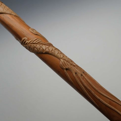 Vintage T-Shaft Dragon Decoration Bent Handle Walking Stick Cane 89cm