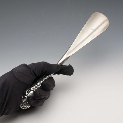 Circa 1900 English Antique Sterling Silver Handle Shoehorn by Crisford&Norris Ltd