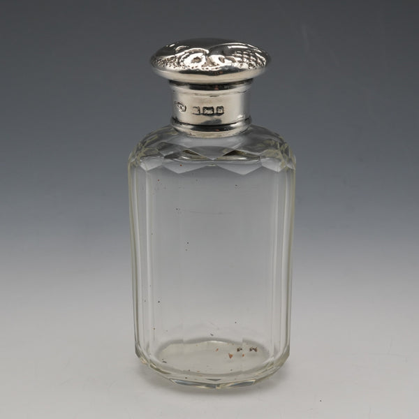 1901年 英国アンティーク 純銀蓋 カットガラスボトル