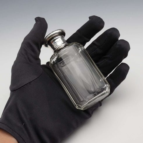 1901 English Antique Sterling Silver Lid Cut Glass Bottle