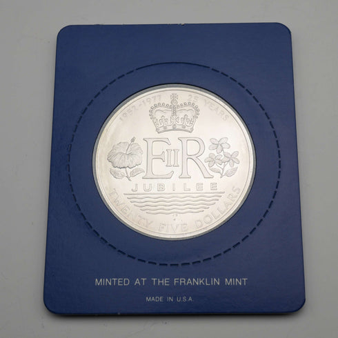 1977年 エリザベス2世女王 シルバージュビリー クック諸島25ドル記念銀貨 49g FranklinMint ケース・説明書付き