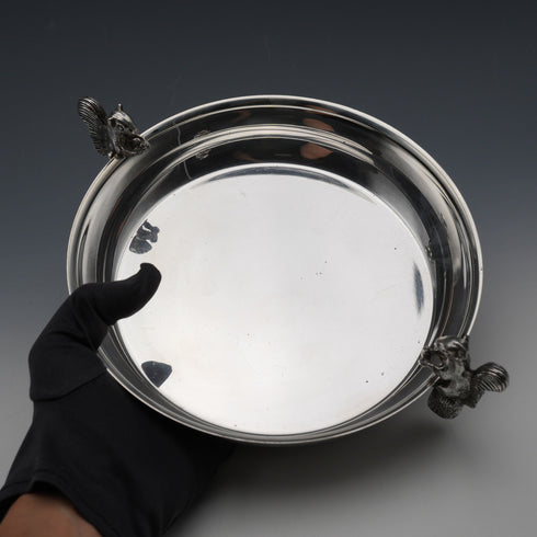 英国ヴィンテージ シルバープレート製 リス装飾 ダブルディッシュ 直径20cm Viners