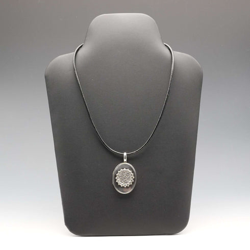 Antique Sterling Silver Locket Pendant with Leather Necklace 15.5g