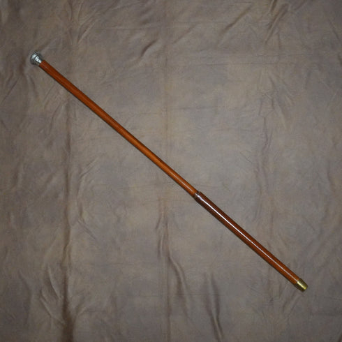 1897년 영국 앤틱 말라카 등나무 샤프트 순은 론델 핸들 지팡이 93cm