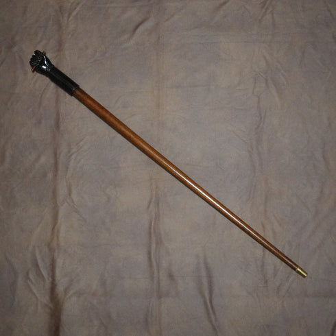 Vintage Brown Shaft Fist Holding a Rod Sculpture Handle Walking Stick Cane 89cm