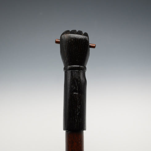 Vintage Brown Shaft Fist Holding a Rod Sculpture Handle Walking Stick Cane 89cm