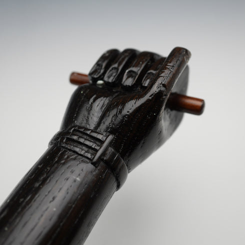 Vintage Brown Shaft Fist Holding a Rod Sculpture Handle Walking Stick Cane 89cm