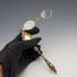 Gafas plegables portátiles de plata esterlina con baño de oro (vermeil) y decoración detallada, estilo lorgnette, antigüedad estadounidense