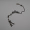 Cadena vintage de plata de ley con borla y cierre de anilla, longitud total 24 cm, 12 g