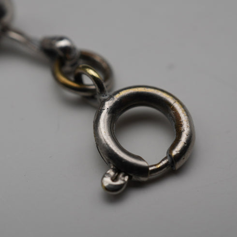 Cadena vintage de plata de ley con borla y cierre de anilla, longitud total 24 cm, 12 g