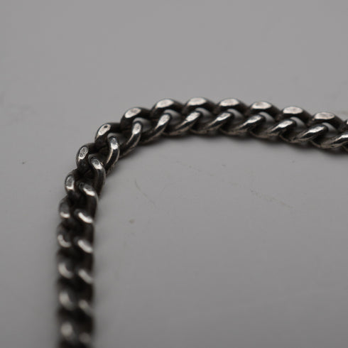 Cadena vintage de plata de ley con borla y cierre de anilla, longitud total 24 cm, 12 g