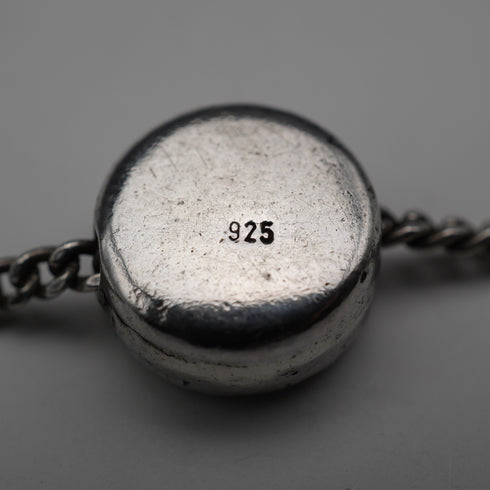 Cadena vintage de plata de ley con borla y cierre de anilla, longitud total 24 cm, 12 g