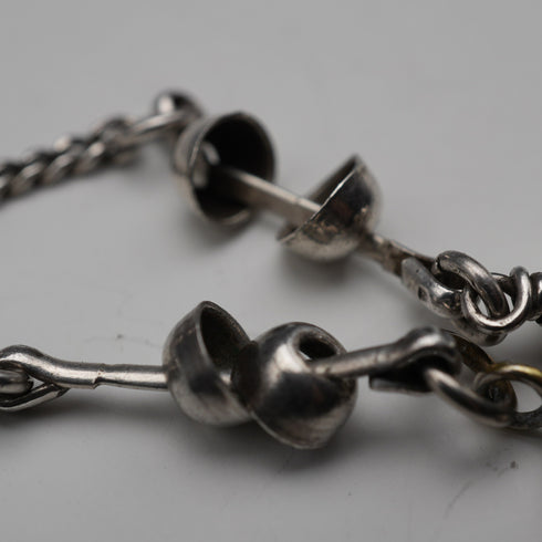 Cadena vintage de plata de ley con borla y cierre de anilla, longitud total 24 cm, 12 g