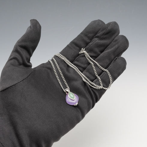 Vintage Sterling Silver Dual-Stone (Purple & Green) Pendant with Chain