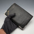 1908 British Antique Sterling Silver Ornamented Black Leather Wallet, Edward Langridge & Co.