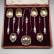 1896 Antique English Sterling Silver Apostle Spoon Set (6 Spoons, Tongs & Sifter), 54g total, by Charles Boyton, in case