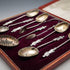 1896 Antique English Sterling Silver Apostle Spoon Set (6 Spoons, Tongs & Sifter), 54g total, by Charles Boyton, in case