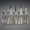 Circa 1908 Antique English Mother-of-Pearl Handle Dessert Cutlery, 5 Pairs, Sterling Silver Accents, Allen & Darwin