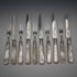 Circa 1908 Antique English Mother-of-Pearl Handle Dessert Cutlery, 5 Pairs, Sterling Silver Accents, Allen & Darwin
